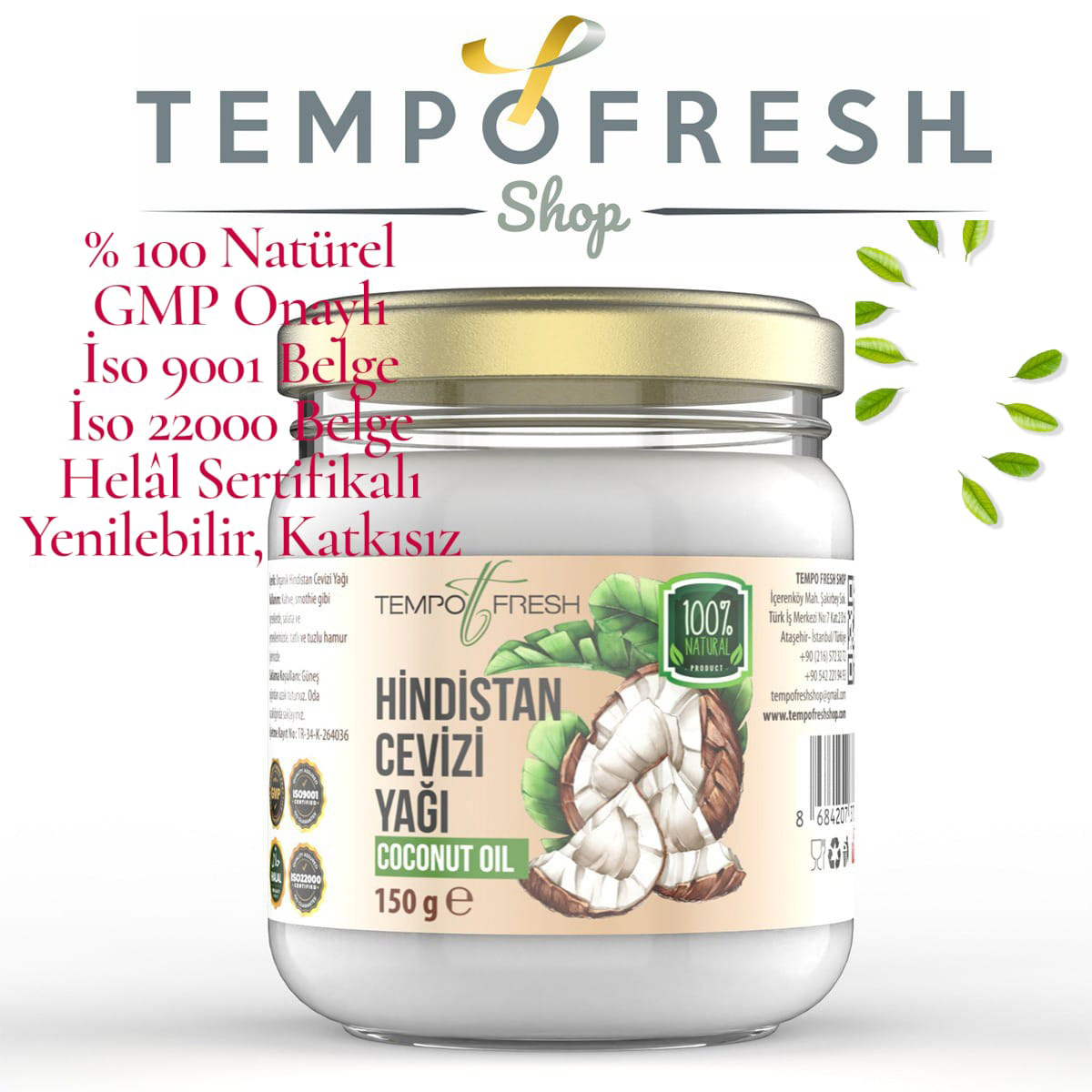 Hindistan Cevizi Yağı 150 gr. TEMPOFRESH - Görsel 3