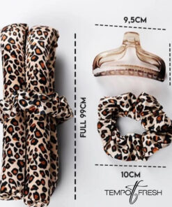 Saç Bigudi Seti Saten Saç Sosisi Leopar Desenli