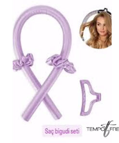 Saç Bigudi Seti Saten Saç Sosisi Lila Renk