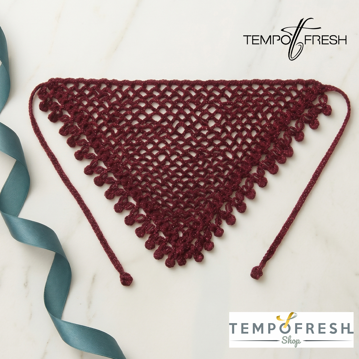 Bordo Renkli Simli Bandana TEMPOFRESH 85 x 25 cm. - Görsel 2