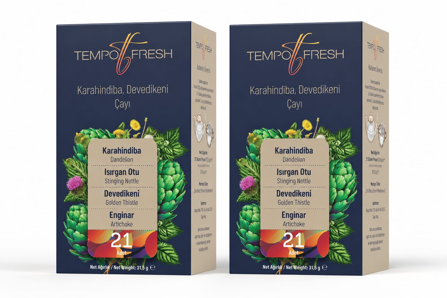 Tempo Fresh İki Kutu Karahindiba, Isırgan, Devedikeni, Enginar Çayı – Poşet